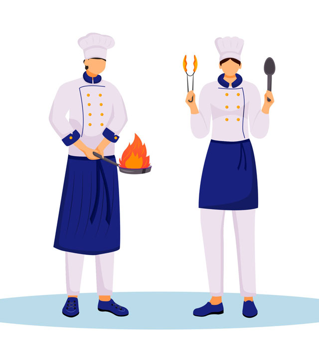 Illustration of hospitality and kitchen staff